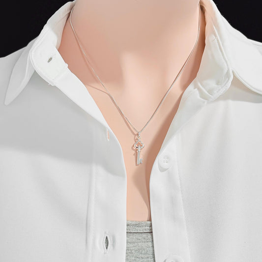 Sterling Silver Key Necklace, Minimalist Key Pendant, Symbolic Jewelry Gift for Daughter, Graduate, Friend, or New Beginnings 2025 Grad Gift