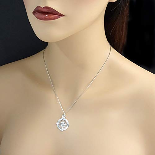 Sterling Silver Compass Necklace for Women, Retirement Gift Necklace, Adventure Awaits Enjoy the Journey, Co-Worker Gift
