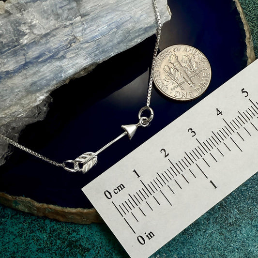 Sterling Silver Arrow Necklace, Sterling Silver Sideways Arrow Necklace, Archer Necklace, Daughter Graduation Gift Necklace, Graduate Gift
