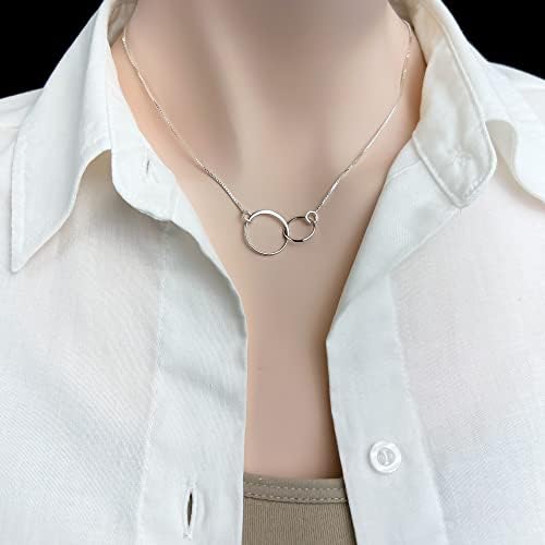 Sterling Silver Two Interlocking Circles, Mother Daughter Best Friend Birthday, Mother's Day, Valentine's Day, Christmas Present (mother and son)
