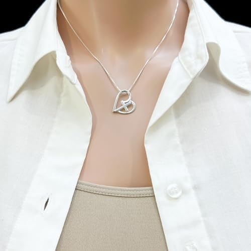 Sterling Silver Cross Necklace for Women, Cross and Heart Necklace for Teens, Baptism Gift Necklace