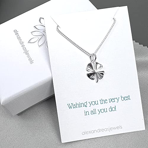 Small Sterling Silver Four Leaf Clover Necklace, Small Clover Leaf Necklace, Shamrock Irish Good Luck Necklace, St. Patrick's Day Gift Necklace