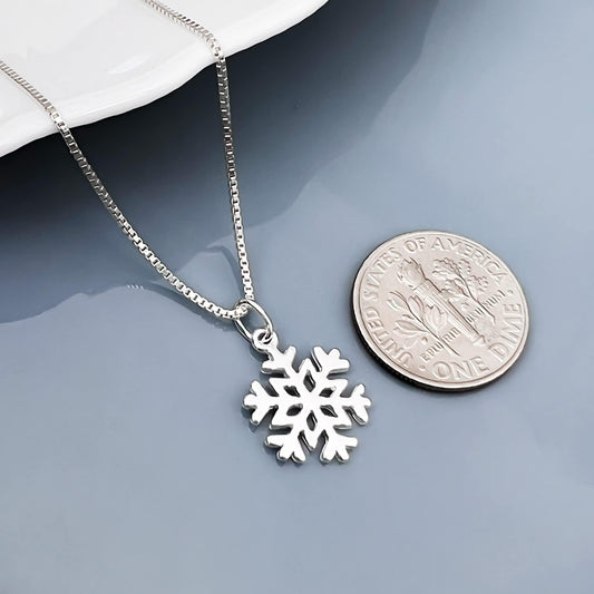 Tiny Delicate and Dainty Sterling Silver Snowflake Necklace for Women, Small Snowflake Necklace, Bridesmaid Gift for Winter Wedding