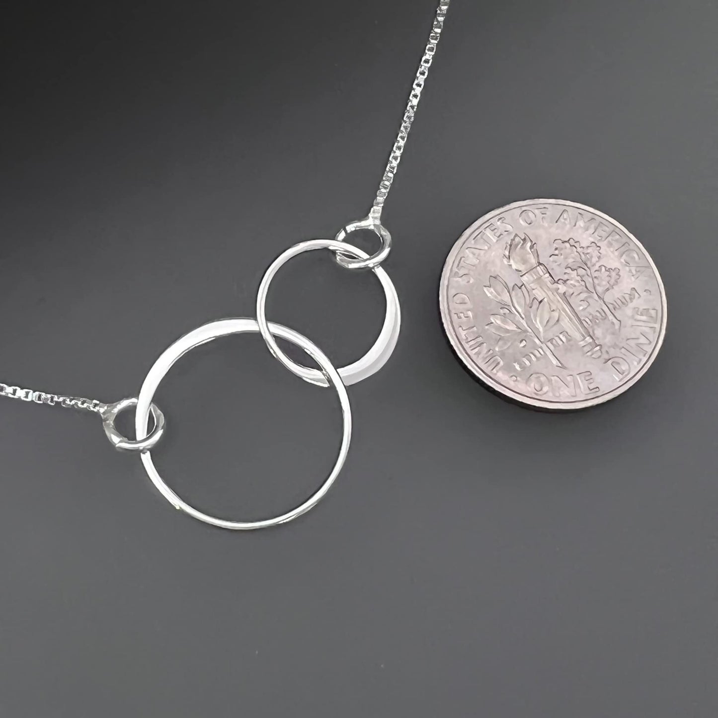 Sterling Silver Two Interlocking Circles Necklace, Aunt and Niece Necklace, The Love Between and Aunt and Niece is Forever, Aunt Birthday Gift Necklace