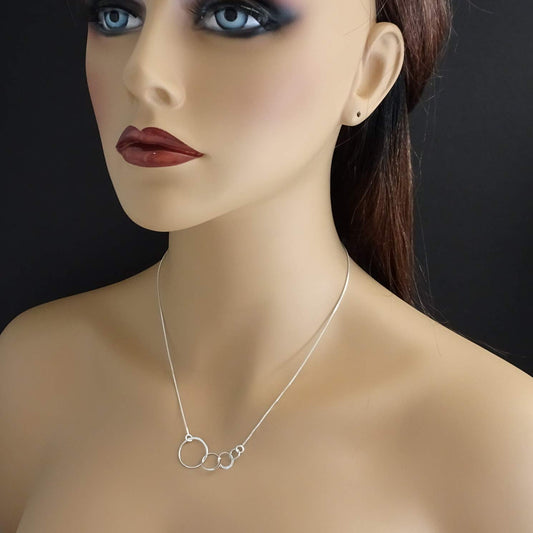 Happy 40th Birthday Necklace, Sterling Silver 4 Interlocking Circles Necklace, Mothers Day Gift, Birthday Gift Necklace