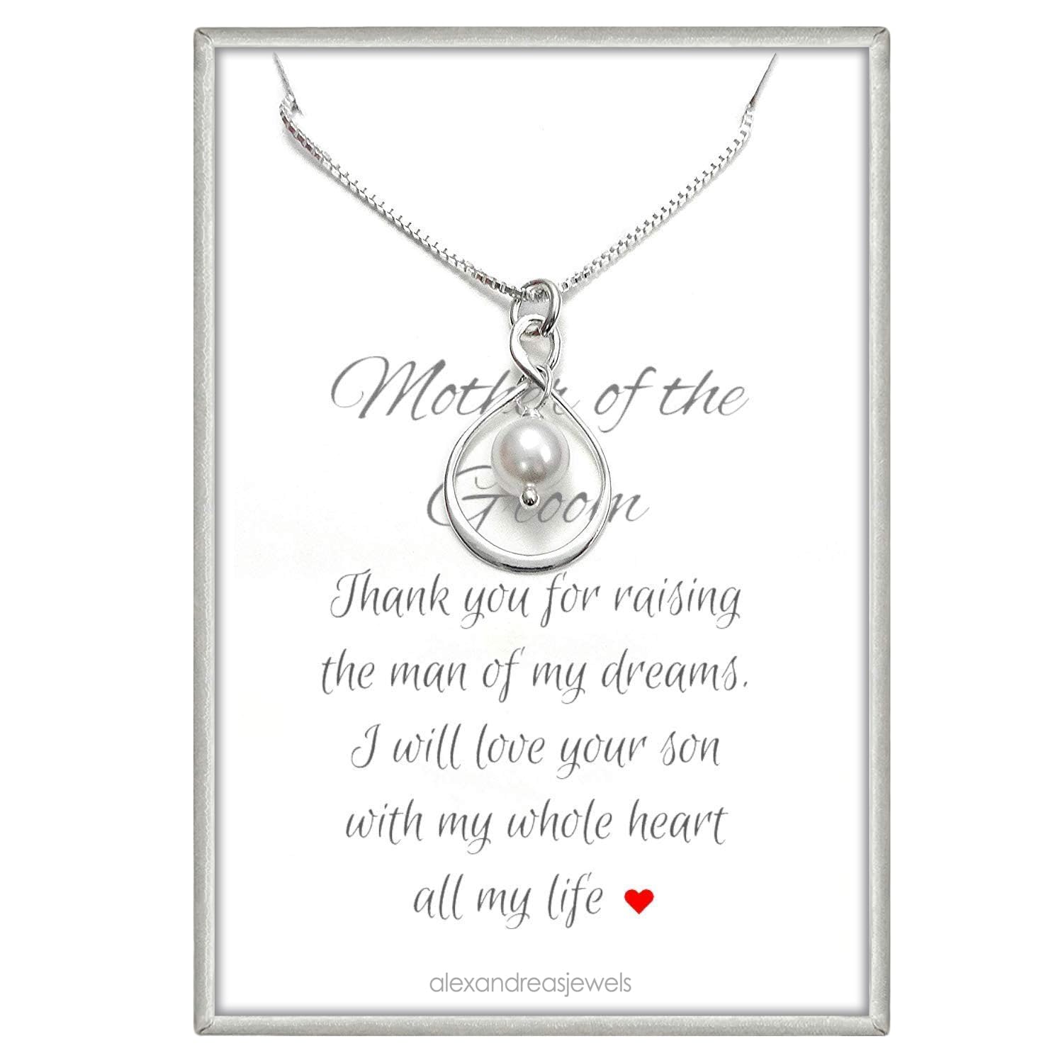 925 Sterling Silver Infinity Necklace, Mother of the Groom Gift