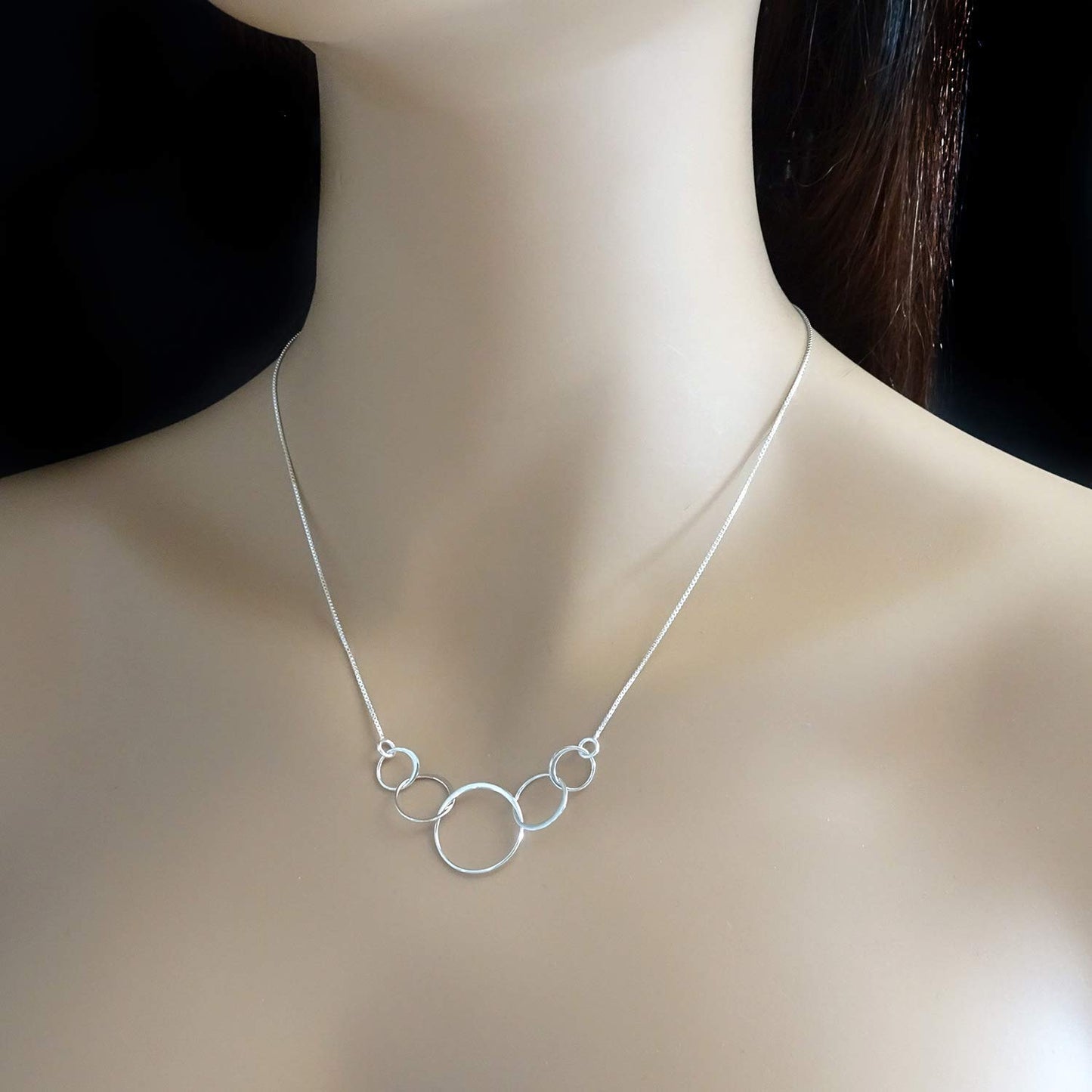 Happy 50th Birthday Necklace, Sterling Silver 5 Interlocking Circles Necklace, Mothers Day Gift, Birthday Gift Necklace