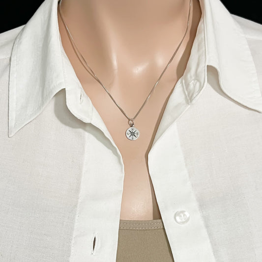 Small Sterling Silver Compass Necklace for Women, Gift for Coworker, Adventure Awaits, Happy Retirement Gift Necklace