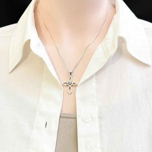 Celtic Cross Necklace for Women, Sterling Silver Infinity and Heart Cross Necklace, Faith Necklace, Religious Jewelry Gift