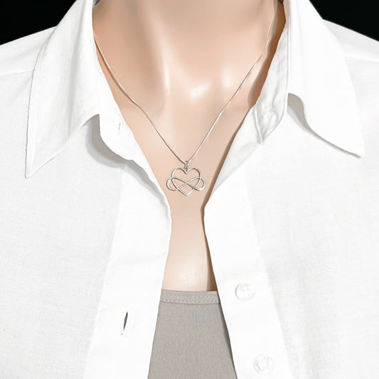 Sterling Silver Infinity Heart Necklace for Women, Mom Birthday Gift Necklace, Mother's Day Gift Necklace, Mother of the Bride Gift from Daughter