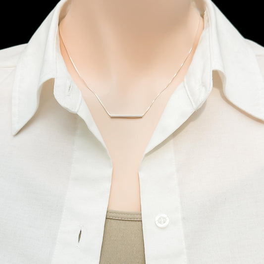 Delicate and Dainty 925 Sterling Silver Tube Bar Necklace for Women Minimalist Balance Necklace Gift for Wife Birthday Present for Girlfriend