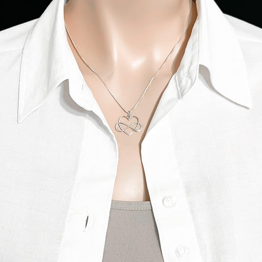Sterling Silver Infinity Heart Necklace, The Love Between Mother and Child is Forever, Mother Child Necklace, Mother's Day Gift Necklace (Mother and Son)