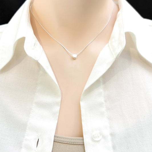 Very Tiny and Dainty Sterling Silver Round Disc Choker Necklace, Silver Disc Layering Necklace for Women, Dainty Minimalist Necklace