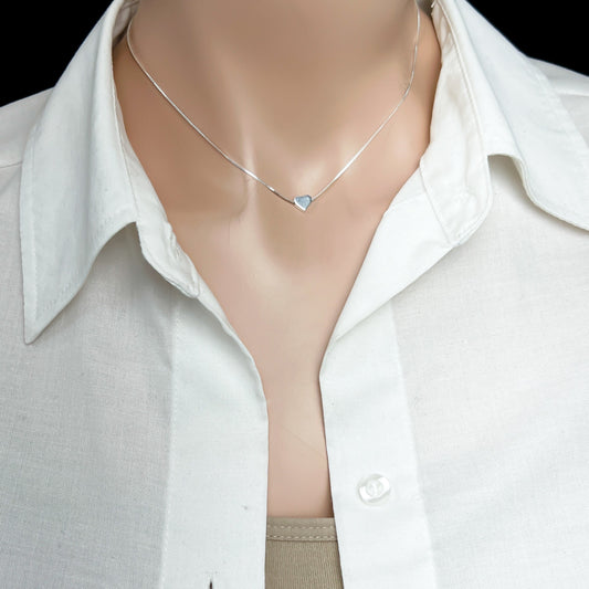 Tiny and Dainty Floating Heart Necklace, Sterling Silver Heart Choker Necklace, Daughter Birthday Gift, Gift for Her, Girlfriend Gift