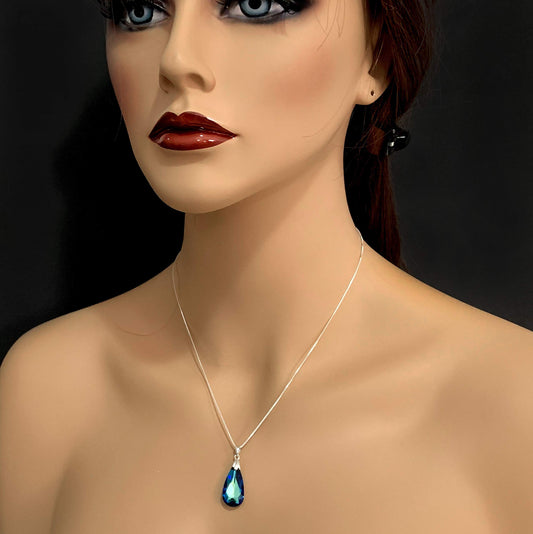 Mother of the Groom Gift from Bride, Mother in Law Gift Necklace, Mother of the Groom Gift Necklace, Bermuda Blue Crystal Drop Necklace