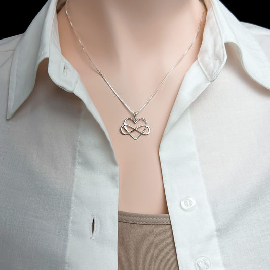 Silver Infinity Heart Necklace for Women, 925 Sterling Infinity Heart Pendant Necklace