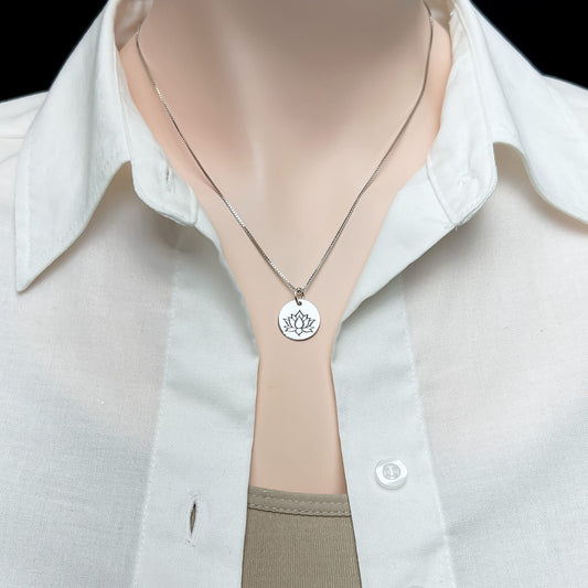 Lotus Flower Necklace, Sterling Silver Lotus Necklace for Women, Motivational Necklace, Inspirational Necklace