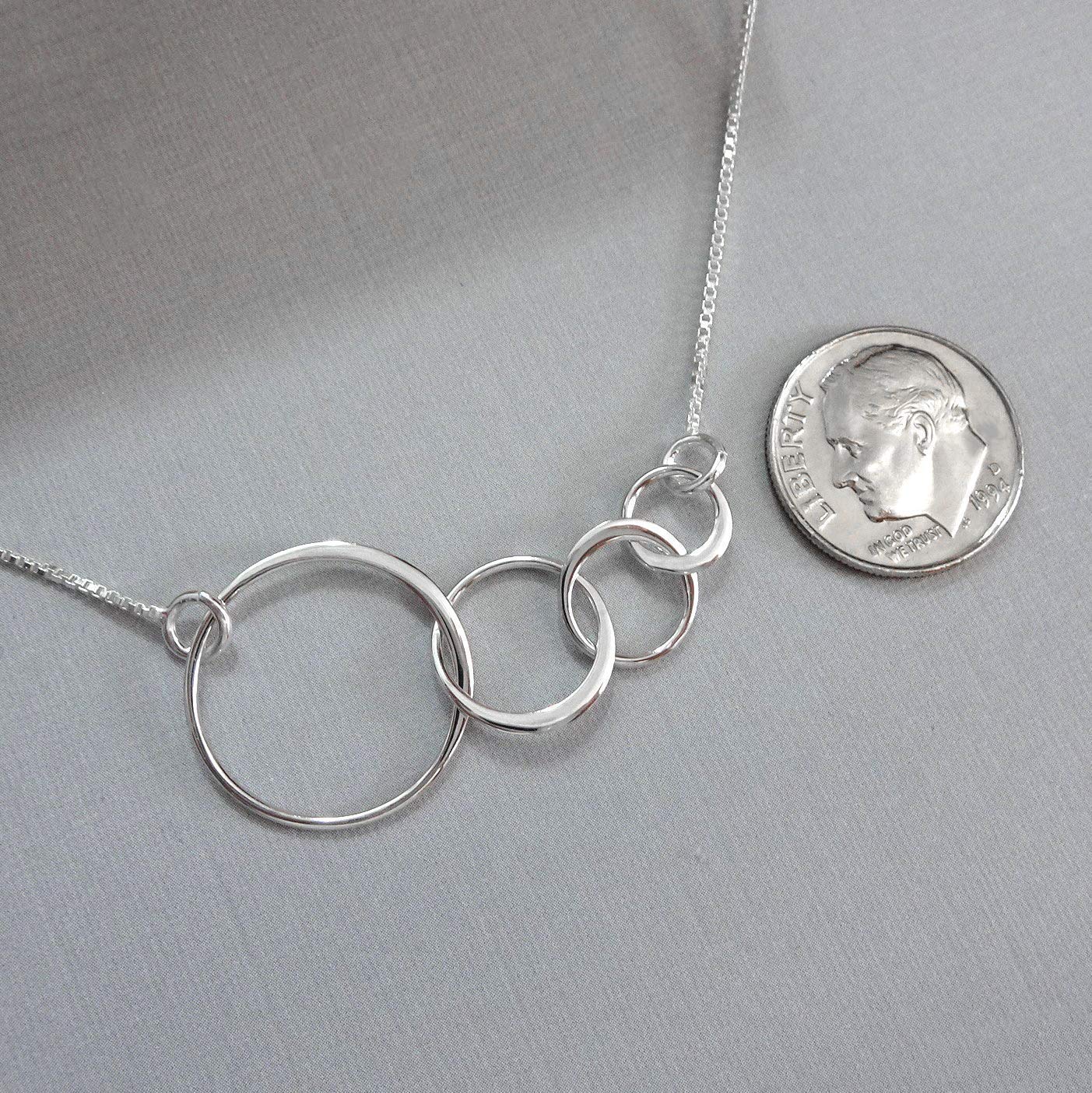 Happy 40th Birthday Necklace, Sterling Silver 4 Interlocking Circles Necklace, Mothers Day Gift, Birthday Gift Necklace
