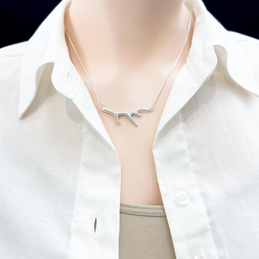 Sterling Silver Antler Necklace