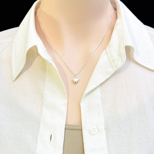 Tiny Sterling Silver Heart Necklace Gift for Mom, Daughter, Girlfriend