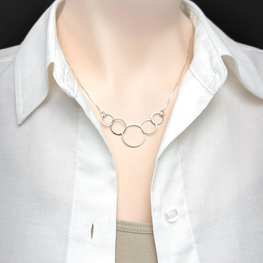 Happy 50th Birthday Necklace, Sterling Silver 5 Interlocking Circles Necklace, Mothers Day Gift, Birthday Gift Necklace