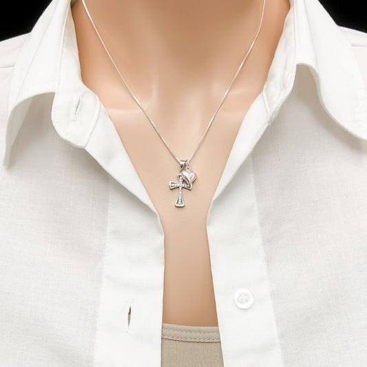 Sterling Silver Cross Necklace, Gift from Godmother, Confirmation Gift Necklace, Baptism Gift, First Communion Gift, Goddaughter Gift