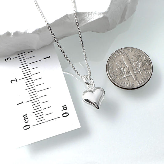 925 Sterling Silver Tiny Heart Pendant On Sterling Silver Necklace Chain