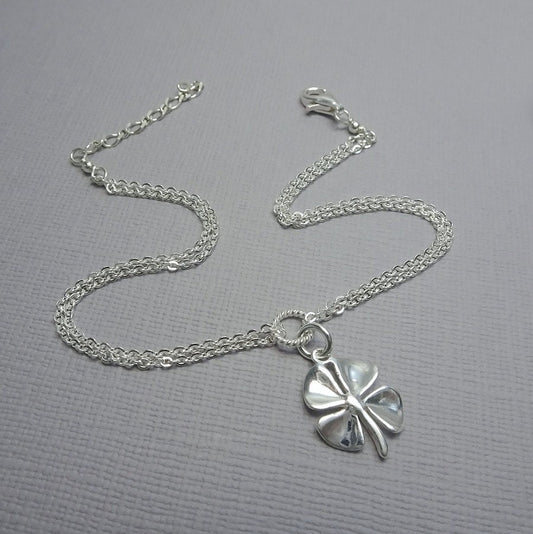 Sterling Silver Four Leaf Clover Bracelet, Clover Bracelet, Gift for Her, Best Friend Gift, Lucky Charm Bracelet, Friendship Bracelet