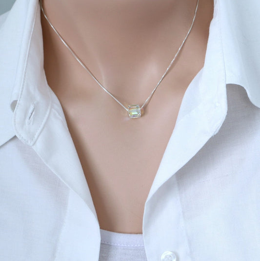Clear Crystal Cube Necklace