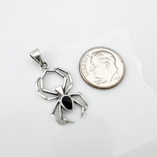 Sterling Silver Spider Pendant with Turquoise Stone, 26mm