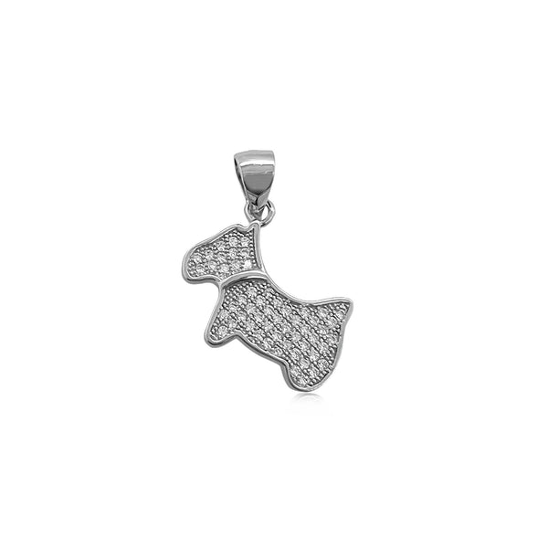 Sterling Silver and Cubic Zirconia Dog Pendant, 13mm x 18mm