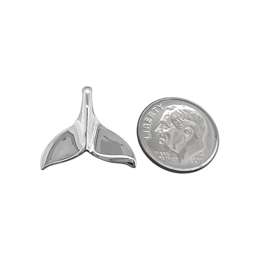 Plain Sterling Silver Whale Tail Pendant, 20mm
