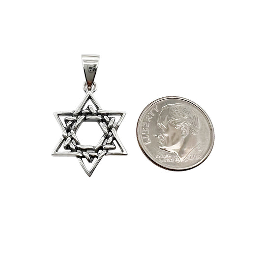 Sterling Silver Star of David Pendant, 17mm