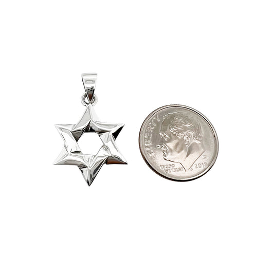 Sterling Silver Star of David Pendant, 17mm