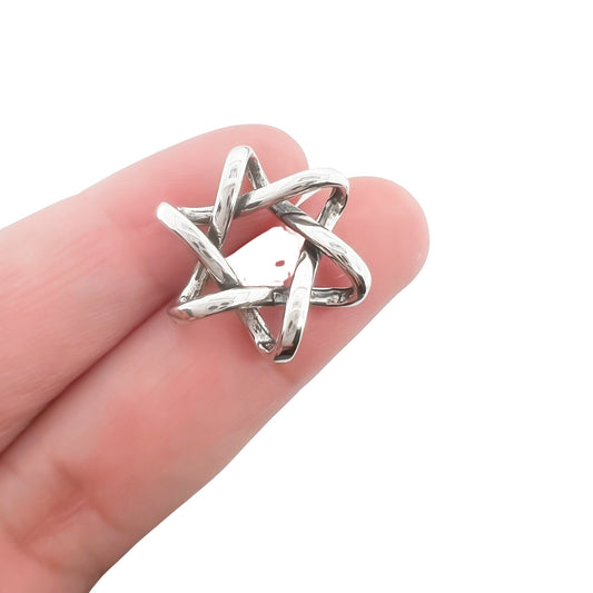 Sterling Silver Star of David Pendant with Oxidized Finish, 20 mm