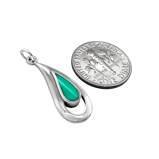 Sterling Silver Teardrop Pendant with Turquoise Stone