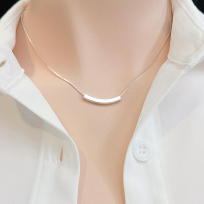 Sterling Silver Tube Bar Necklace, Minimalist Layering Necklace