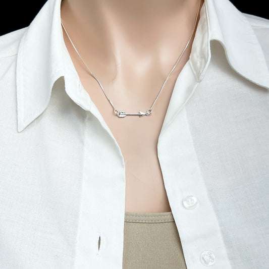 Silver Arrow Necklace, Sterling Silver Sideways Arrow Necklace, Archer Necklace, Daughter Graduation Gift Necklace, Graduate Gift Necklace