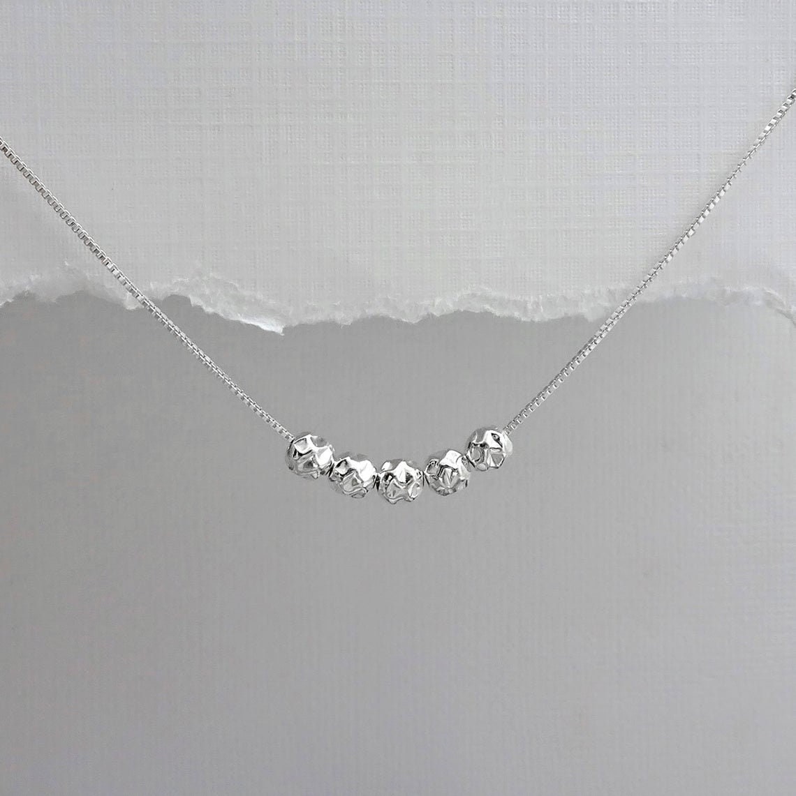 5 Silver Nuggets Necklace, 925 Sterling Silver Nuggets Necklace, 50th Birthday Present, 50th Anniversary Gift, 5 Friends Necklace