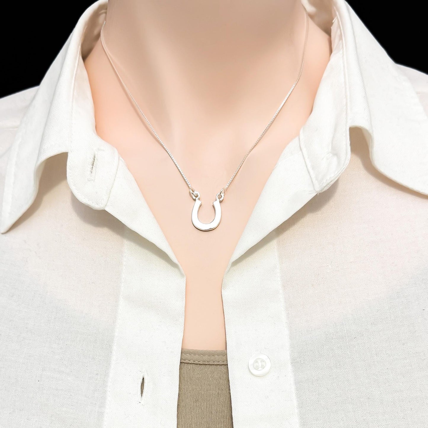 Sterling Silver Horseshoe Necklace for Women, Sterling Silver Horse Shoe Necklace, Good Luck Necklace, Lucky Charm Layering Choker Necklace