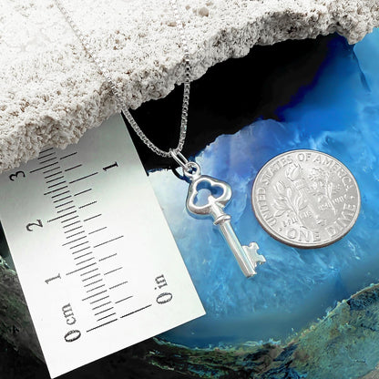 Sterling Silver Key Necklace, Minimalist Key Pendant, Symbolic Jewelry Gift for Daughter, Graduate, Friend, or New Beginnings 2025 Grad Gift