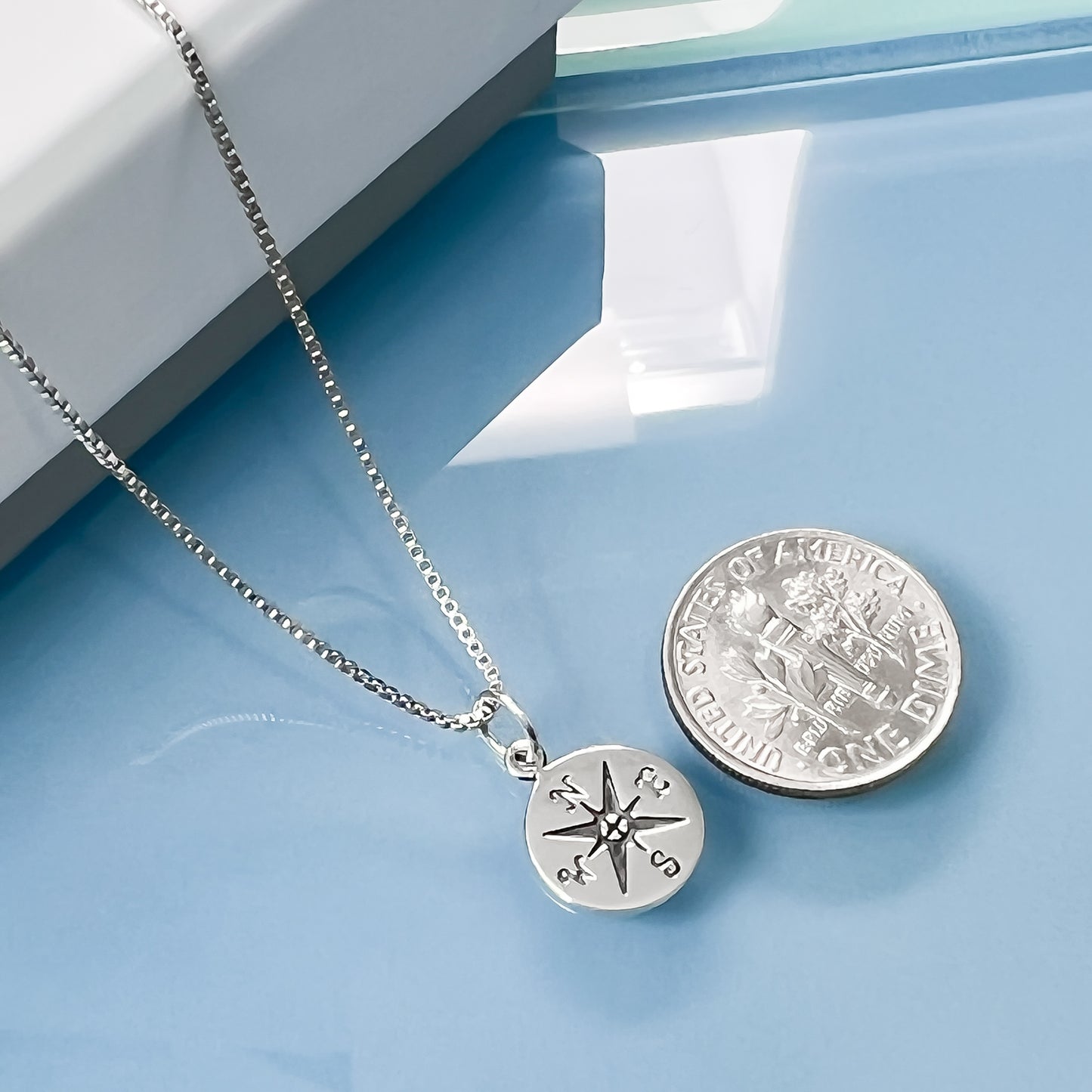 Compass Necklace for Women Sterling Silver, Daughter Graduation Gift, 2025 High School Graduate Gift Necklace, Motivational College or University Graduation Present