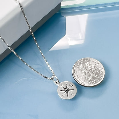 Compass Necklace for Women Sterling Silver, Daughter Graduation Gift, 2025 High School Graduate Gift Necklace, Motivational College or University Graduation Present