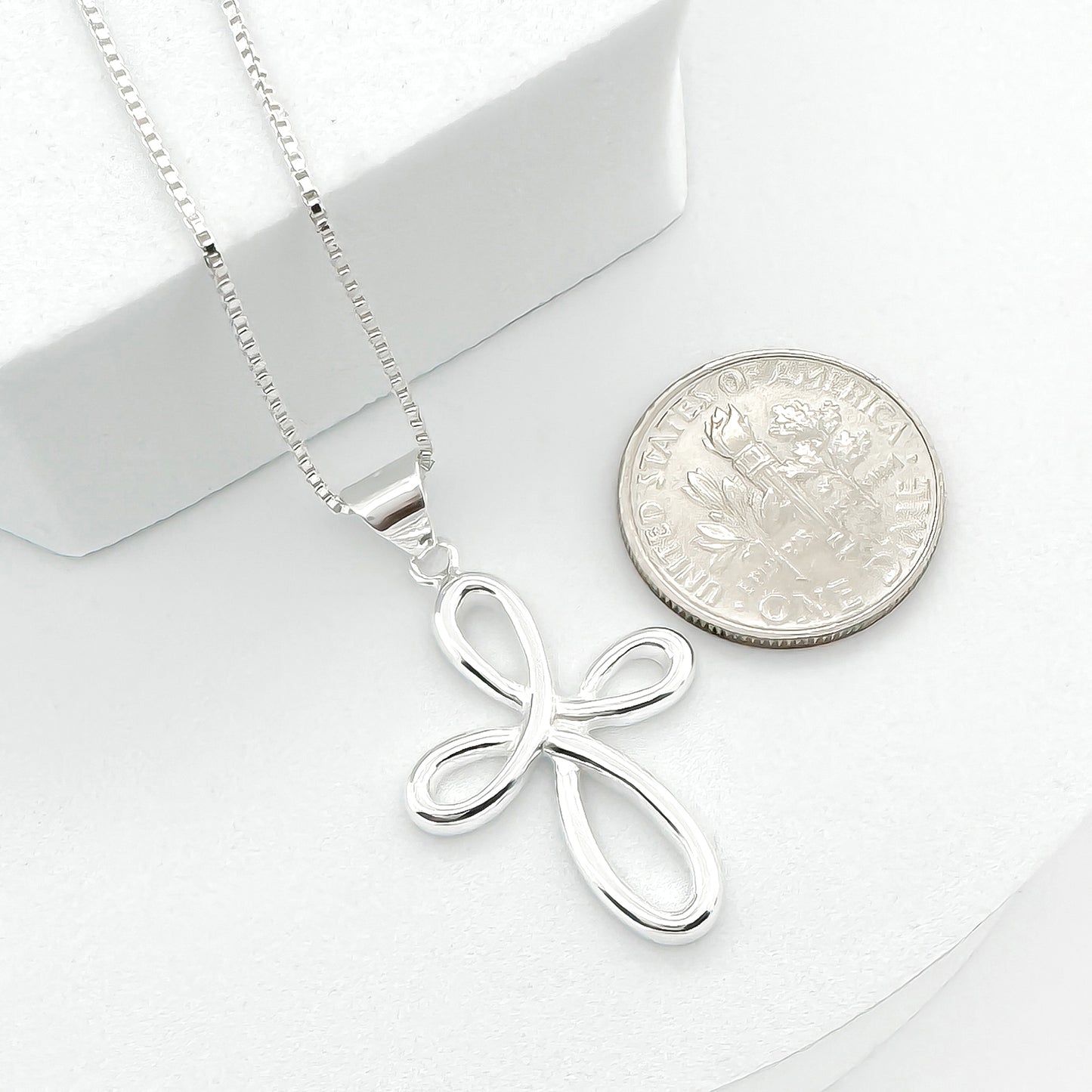 Cross Necklace, Baptism Gift for Teen Girl, Sterling Silver Cross Necklace