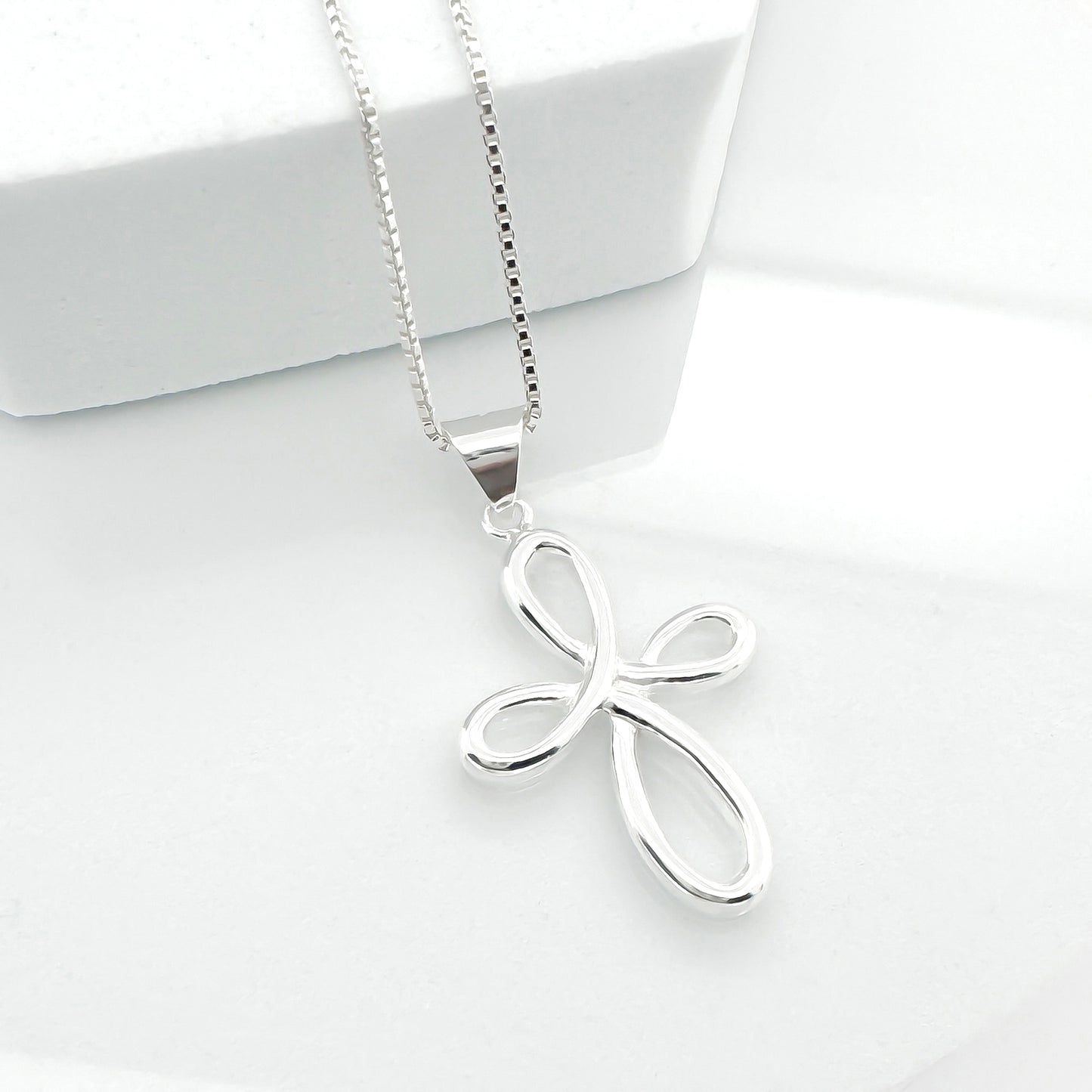 925 Sterling Silver Infinity Cross Necklace Baptism Gift for Teen Goddaughter Cross Easter Gift Necklace