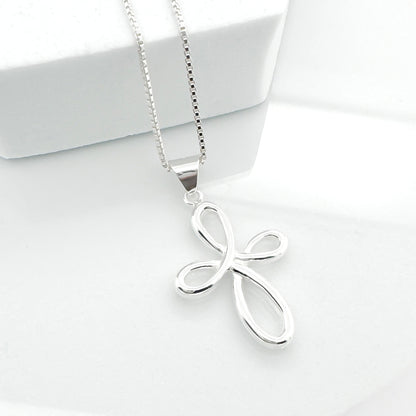 Cross Necklace, Baptism Gift for Teen Girl, Sterling Silver Cross Necklace