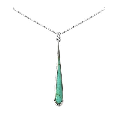 925 Sterling Silver Turquoise Long Drop Necklace for Women, Turquoise Pendant Necklace, Birthday Gift Jewelry