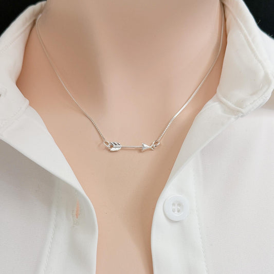 Sterling Silver Sideways Arrow Necklace, Graduation Gift
