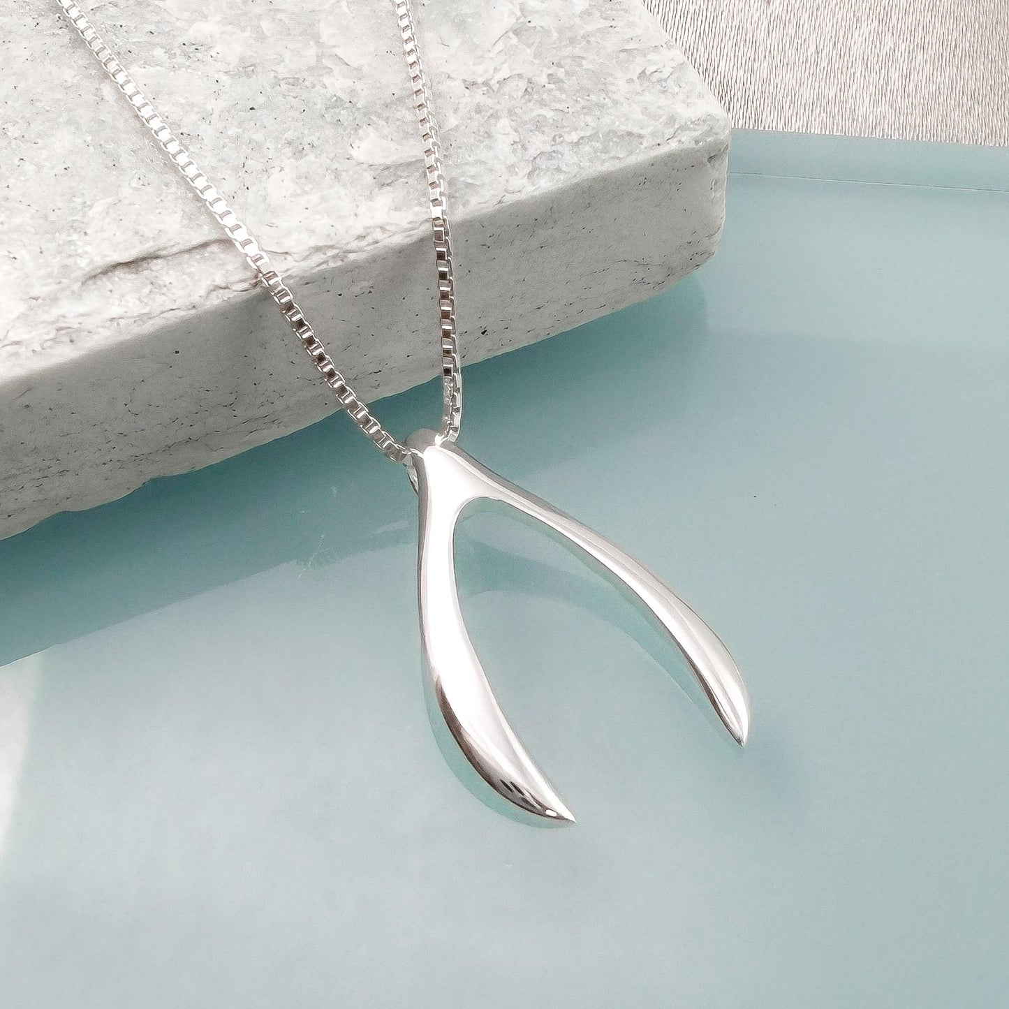 Good Luck Necklace, Sterling Silver Wishbone Pendant Necklace, Dainty Minimal Necklace