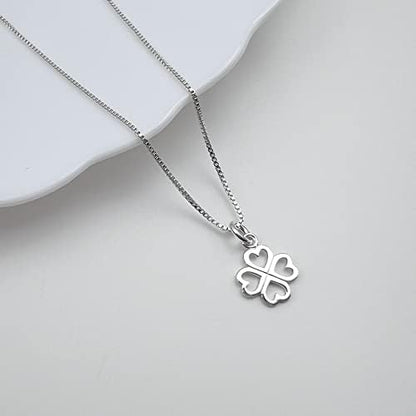 Tiny and Dainty Sterling Silver Four Leaf Clover Necklace for Women, Good Luck Charm Necklace, Best Friend Gift, Silver Shamrock Necklace